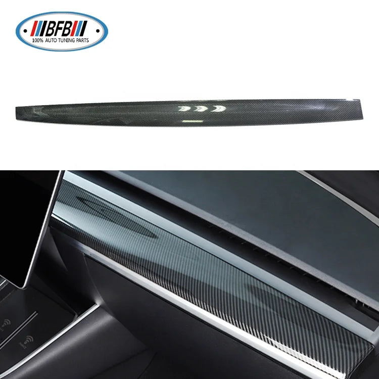 For Tesla MODEL 3 Forge Carbon Fiber Add on Style Central Control dry carbon  Dashboard Panel Trim Sticker 2018-2020