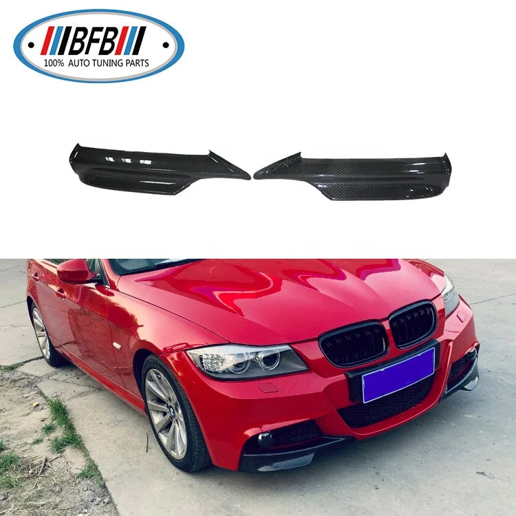Carbon Fiber M Tech Type Front Bumper Lip Spoiler Splitter 2 Pcs For 3 Series E90 MT Pre-LCI