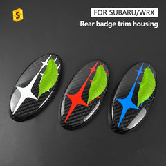 Shasha Carbon Fiber Rear Car Logo Trim Cover Interior Accessories Decoration Protection For Subaru WRX