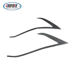 2pcs Real Dry Carbon Fiber Front Headlight Eyebrows Eyelips stick on style For Tesla Model S 2016-2018