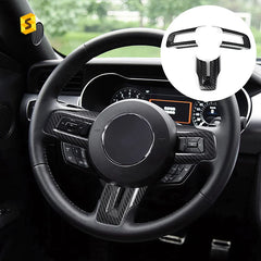 ES Carbon Fiber Steering Wheel Button Frame Steering Wheel Trim Cover Interior Accessories For Mustang 2015 To Present