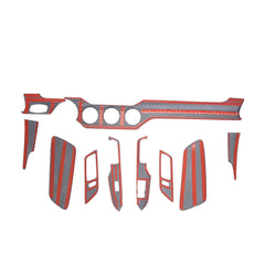 3 holes Red Carbon Fiber Interior Kits Left Hand Drive Carbon Fiber Navigation Table Cover10 pcs for Ford Mustang 2015+
