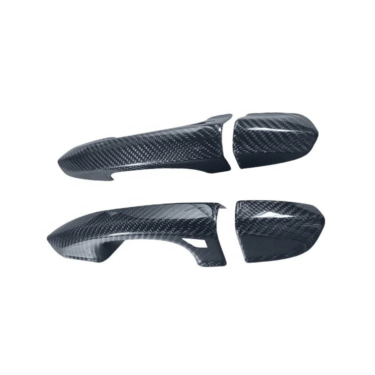 4 PCS Glossy Real Carbon Fiber Car Outer Door Handle Cover for Mustang 2018-2021