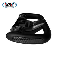 Black Leather Yoke Steering Wheel Carbon Fiber Center Trims with Heating For Tesla Model 3 2017up