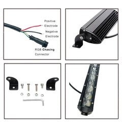 New Led Slim Light Bars 12v 24v RGB Chasing Single row Led Light Bar By App&remote Control for Truck Jeep Offroad