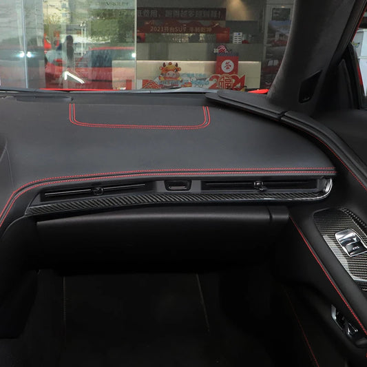 100% Real Carbon Fiber Central Console Dashboard Strip Trim For Corvette C8 Z51 Stingray Coupe 2020 2021Interior Car Accessories