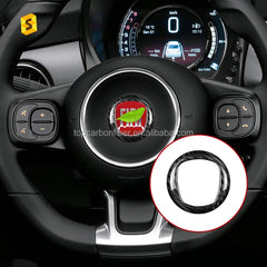 Shasha Carbon For Fiat Steering Wheel Parts Cover Real Carbon Fiber For Fiat 500 Interior Accessories