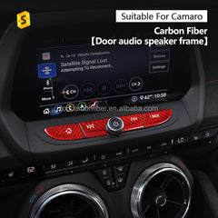 ES Carbon Fiber Cars Interior Accessories A B C D Radio Screen Navigation Buttons Cover Trim For Chevrolet Chevy Camaro