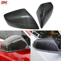 2PCS Car Carbon Fiber Rear View Mirror Housing Side Wing Rear Mirror Cover For Tesla model S 2014-2017