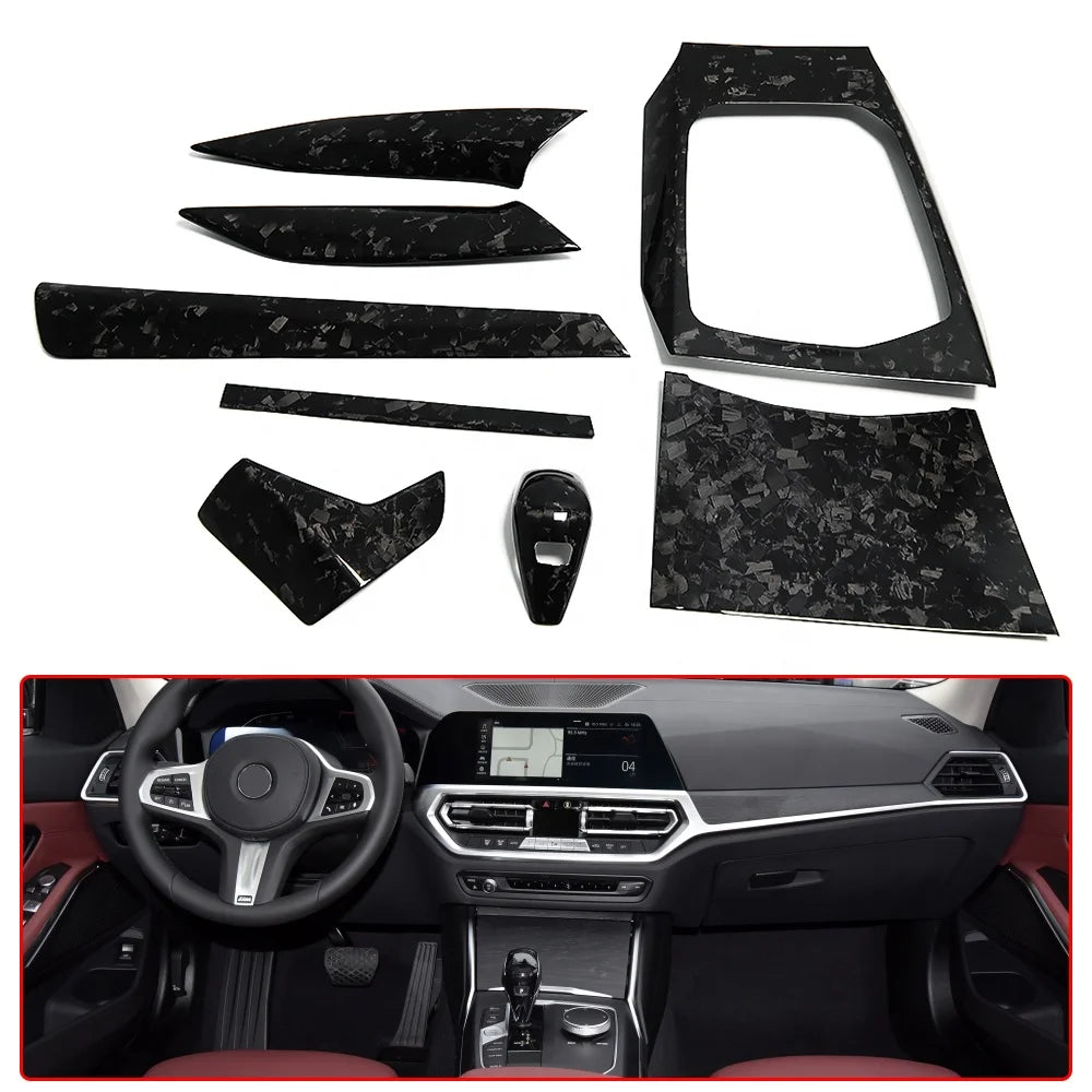 Forged Pattern Central Control Dashboard Console Gear Shift Panel Interior Cover Trim For BMW 3 4 Series G20 G21 G22 G23 G24