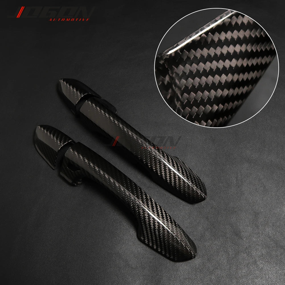 4pcs For Ford Mustang 2015-2020 GT GT350 Real Carbon Fiber Side Body Door Handle Cover Trim Car Accessories With Smart Key Hole