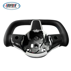 Black Leather Yoke Steering Wheel Heating Steering Wheel For Tesla Model 3 2017up