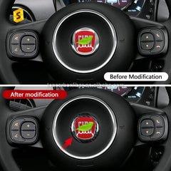 Shasha Carbon For Fiat Steering Wheel Parts Cover Real Carbon Fiber For Fiat 500 Interior Accessories