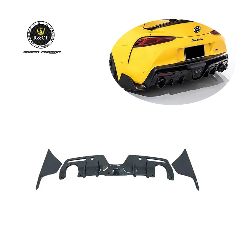 For 2019-20 Toyota Supra A90 A91 mk5 Carbon Fiber Rear Bumper Lip Diffuser With Rear Spats Side Spliter