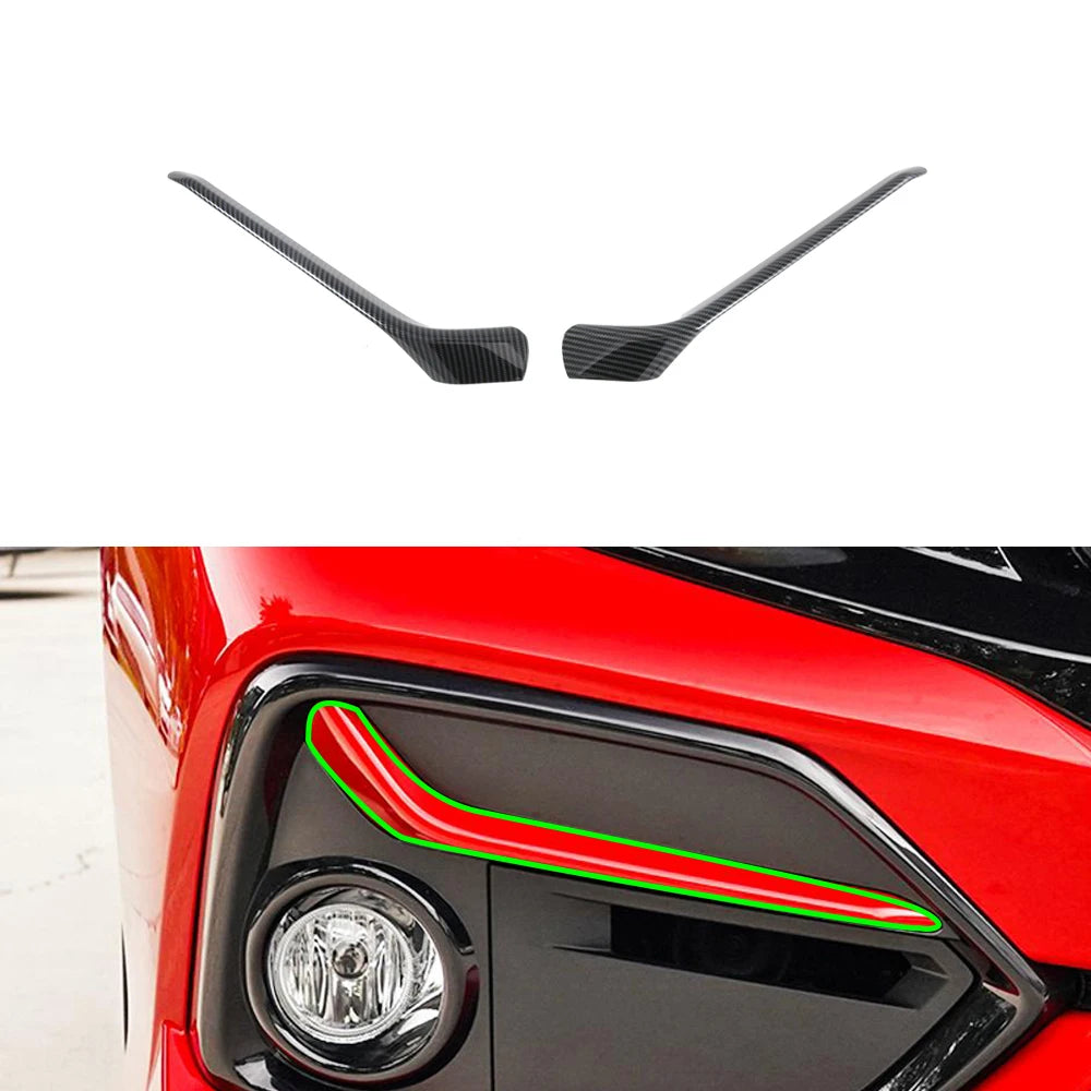 Car Other Exterior Accessories Imitate Carbon Front Fog Lamp Cover Fog Light Eyebrow Straps Trim For Honda Civic Hatchback 2020
