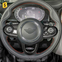 ES Real Carbon Fiber Steering Wheel Button Frame Cover For MINI Clubman F54 F55 F56 F57 F60 Car Interior Trim