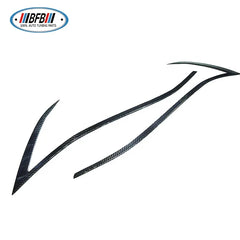 2pcs Real Dry Carbon Fiber Front Headlight Eyebrows Eyelips stick on style For Tesla Model S 2016-2018