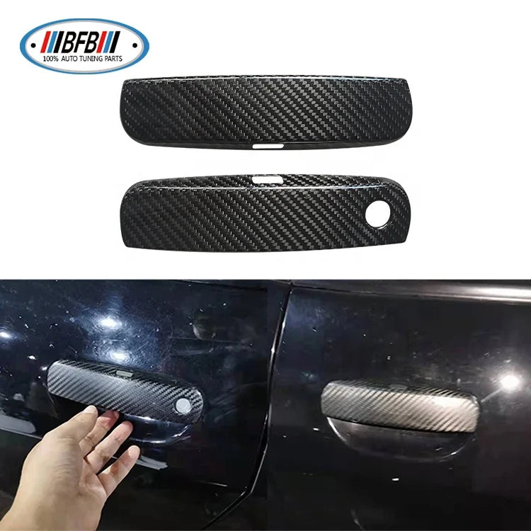 Real Dry Carbon Fiber Side Exterior Accessories Outer Door Handle Cover Overlay For Dodge Charger Challenger 2011-2020