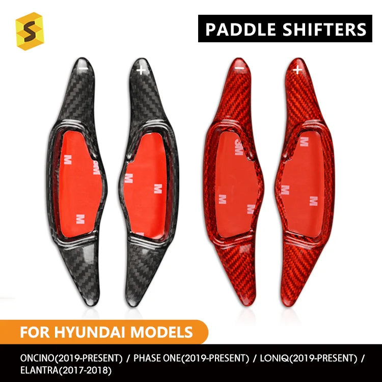 ES Carbon Fiber Car Interior Accessories Paddle Shifters Cover For Hyundai Oncino Phase One 2019 for now