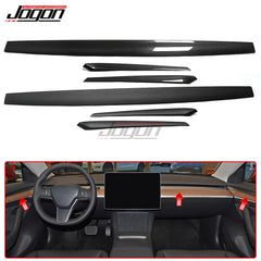 Real Carbon Fiber Interior Door Panel Trim Armrest Dashboard Console Cover For Tesla Model 3 Y 2021 2022 Decoration Accessories