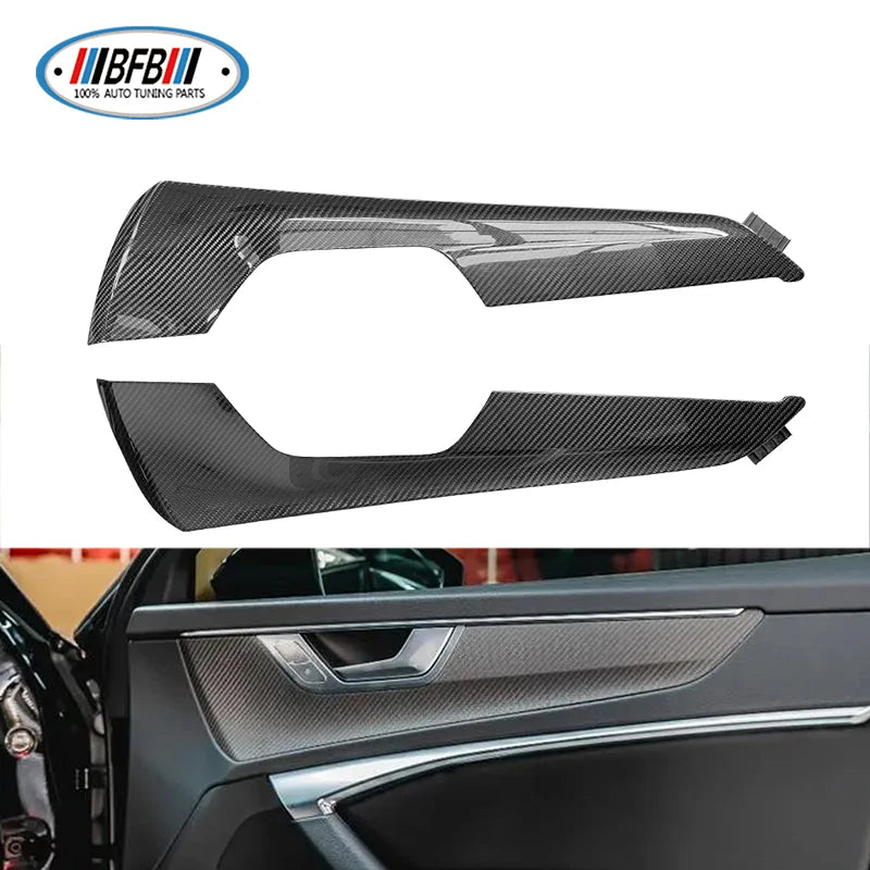4PCS  Real Carbon Fiber Replacement Interior Trims Door Trims Panel For Audi A6 C8 2020up