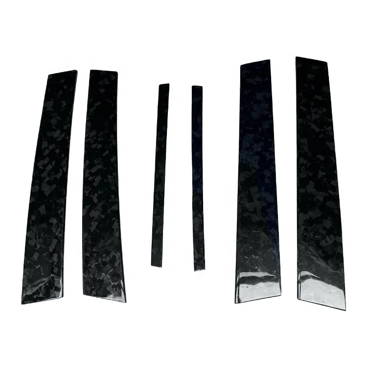6Pcs Forged Carbon Middle B Pillar For Infiniti Q50 Q50S 2015-2017 Real Dry Carbon Window Pillar Cover