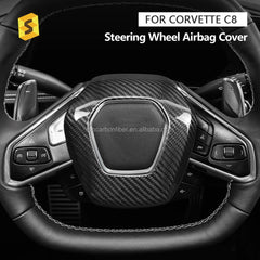 Shasha Carbon For Corvette C8 Air Bag Cover Real Carbon Fiber For Chevy Corvette Interior Accessories