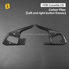 ES N-KEWT-513 Car Interior Accessories Carbon Fiber Steering Wheel Key Trim for Corvette C8 Car Accessories Carbon Fiber