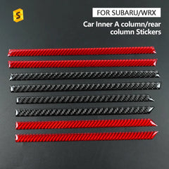 Shasha Carbon 4pcs Car Interior Accessories Trim Carbon Fiber Inner A Column/Rear Column Stickers For Subaru WRX 2022 2023