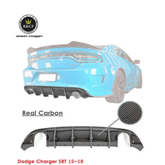 Fits 2015-21 Dodge Charger SRT Hellcat Style Carbon Fiber Rear Bumper Diffuser Lip Spoiler Factory Glossy Black