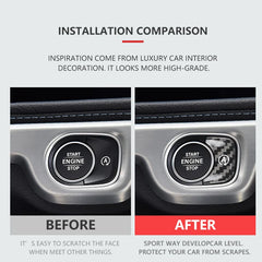 ES N-BC-178B Car Interior Accessories Carbon Fiber Engine Start Stop Button Cover Stickers for Bens GLE GLS G G AMG Accessories