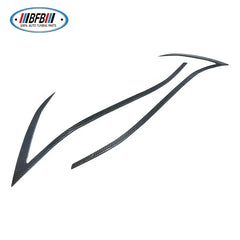 2pcs Real Dry Carbon Fiber Front Headlight Eyebrows Eyelips stick on style For Tesla Model S 2016-2018
