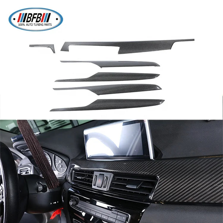 6pcs Dry Carbon Fiber Interior Trims Dashb Kits Door Trims Cover for BMW X1 F48 2016up
