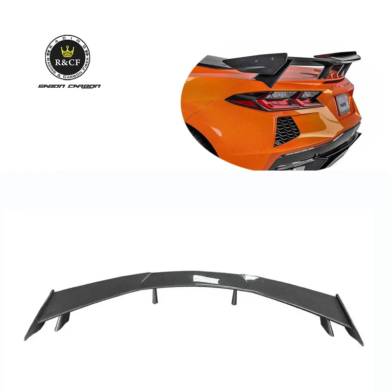 Carbon Fiber High Wing Spoiler for Chevrolet Corvette Stingray C8 Z07 Z51 2-Door Coupe 2020-2022