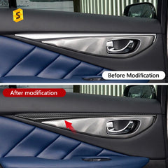 Shasha Carbon Q50 Q50L Rear Door Trim Real Dry Carbon Fiber Interior Accessories For Infiniti Carbon Trim 2015-2022