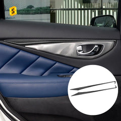 Shasha Carbon Q50 Q50L Rear Door Trim Real Dry Carbon Fiber Interior Accessories For Infiniti Carbon Trim 2015-2022