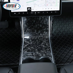 Dry Carbon Interiors Middle console cover trims Cup Holder Frame Cover fit for Tesla Model 3 2018-2019