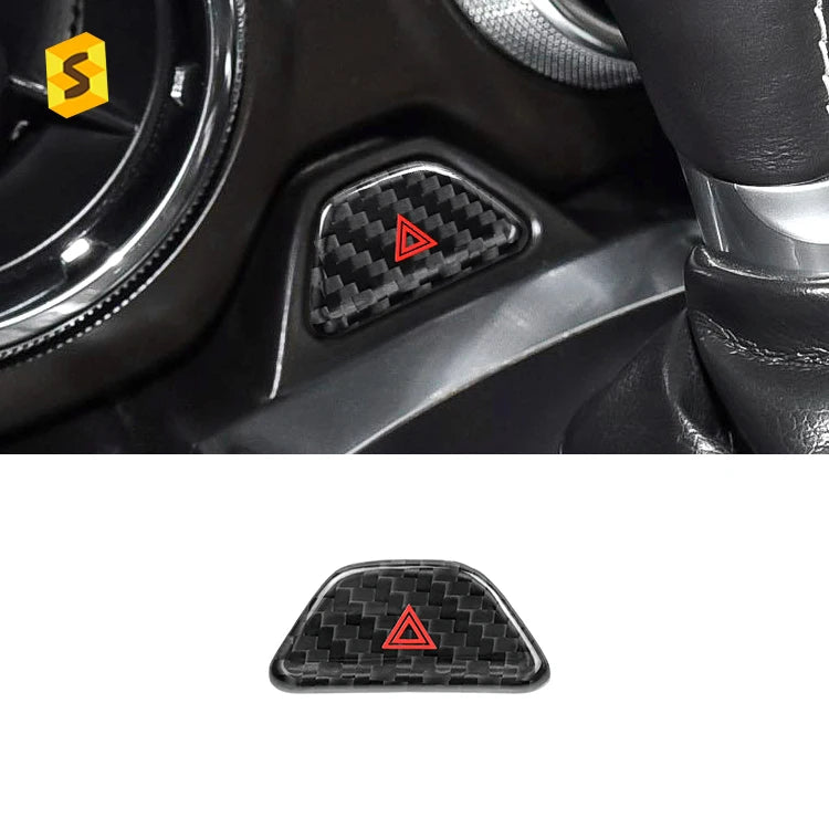 Shasha Carbon Fiber Accessories Car Hazard Sign Button Cover For Camaro 2016 2017 2018 2019 2020 2021 2022 2023