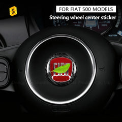 ES Real Dry Carbon Fiber Interior Accessories Trim Cover For Fiat 500 Steering Wheel Center Logo Sticker Trim