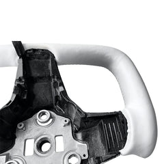 Full White Leather Yoke Steering Wheel For Tesla Model 3 Customized Steering Wheel With Heating 2019+