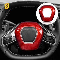 Shasha Carbon For Corvette C8 Air Bag Cover Real Carbon Fiber For Chevy Corvette Interior Accessories