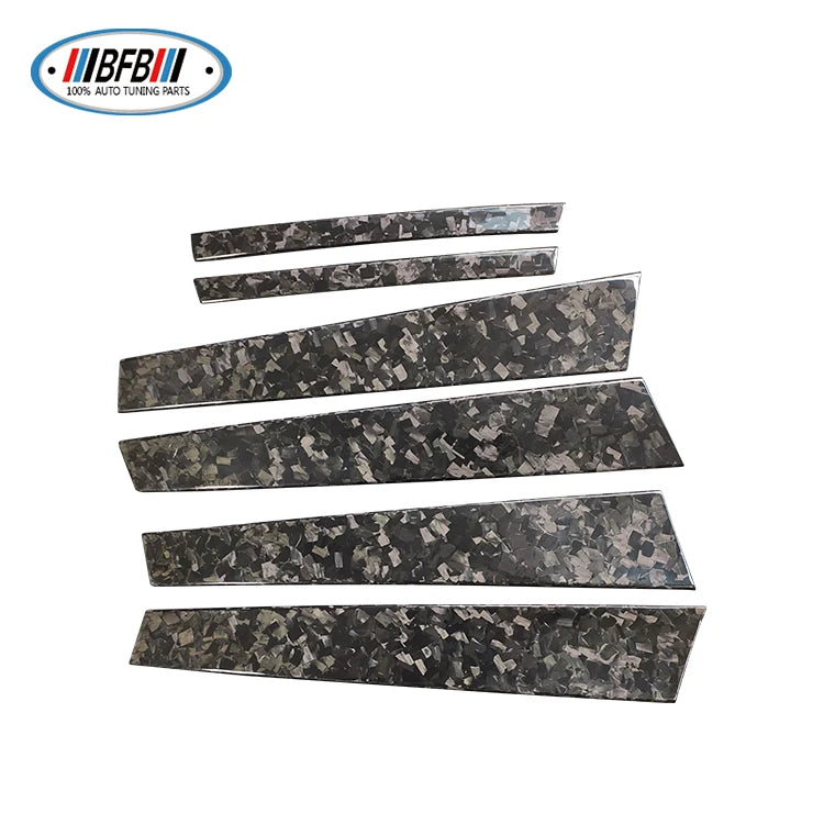 6PCS Real Dry Forged Carbon Fiber Window Pillar Cover Carbon B-Pillar For Alfa Romeo Giulia 2016-2019