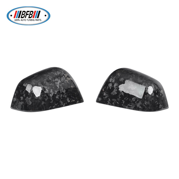 100% Real Carbon Fiber Mirror Cover for Rearview Mirror - For Tesla Model Y - Forged Marble Mirror Shell