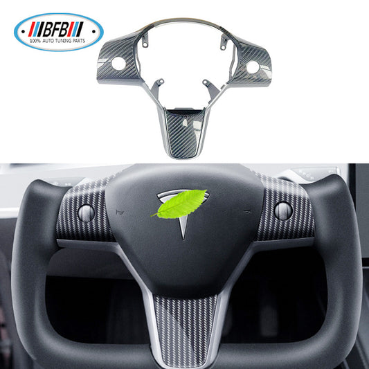 100% Real Carbon Fiber Decoration Replacement Parts - For Tesla New Model Y 3 - Integrated Steering Wheel Shell