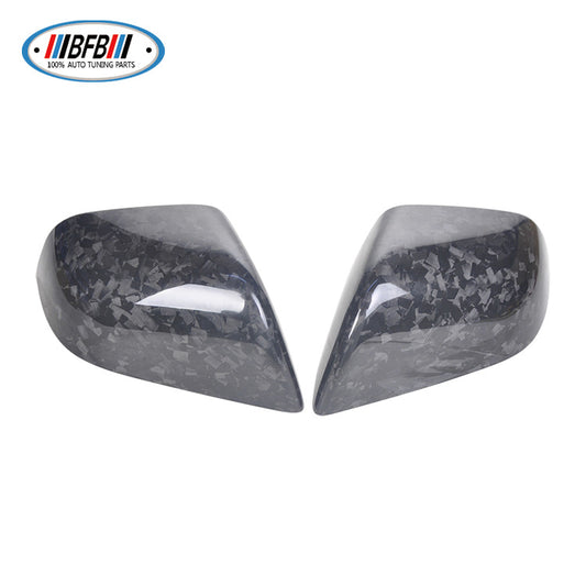 100% Real Carbon Fiber Mirror Cover - For Tesla Model 3 - Forged Marble Shell Modification Parts Decoration