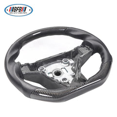 100% Real Carbon Fiber Forged Steering Wheel with Black Perforated Leather and Black Stitching - For Tesla Model Y - Modification