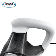 100% Real Carbon Fiber Yoke Steering Wheel - For Tesla Model Y 3 - White Alcantara Leather, Matte Carbon Fiber