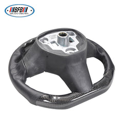 100% Real Carbon Fiber Forged Steering Wheel with Black Perforated Leather and Black Stitching - For Tesla Model Y - Modification