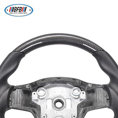 100% Real Carbon Fiber Forged Steering Wheel with Black Perforated Leather and Black Stitching - For Tesla Model Y - Modification