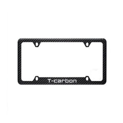 T-carbon Black Carbon Fiber Car License Plate Frame Tag Cover For USA Version